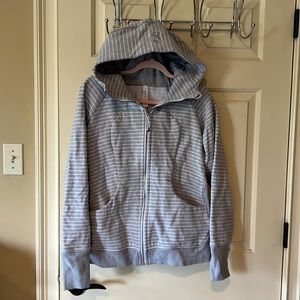 Lululemon Grey and White Scuba Hoodie
